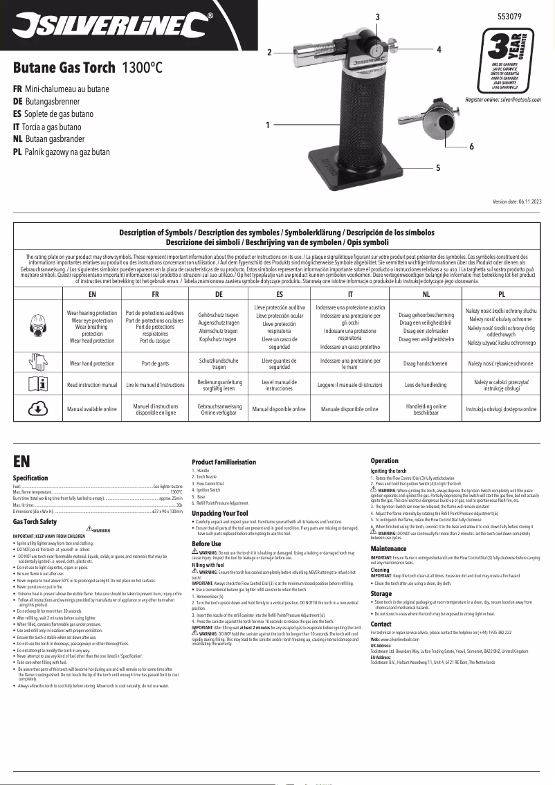 Page 1 de la notice Manuel utilisateur Silverline 553079