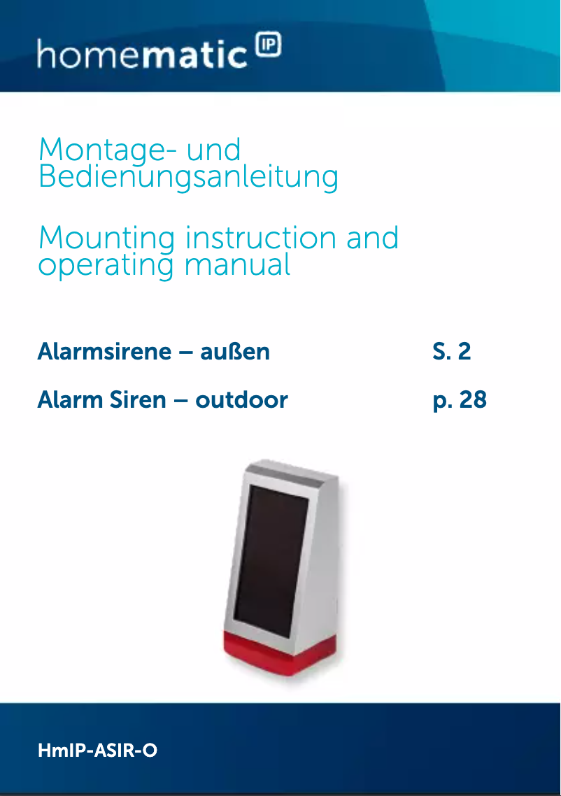 Page n°1 - Manuel utilisateur Homematic IP HmIP-ASIR-O