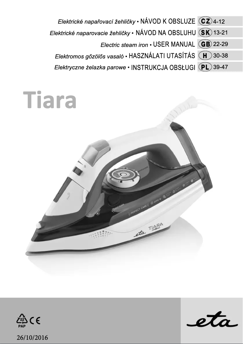 Image de la première page du manuel de l'appareil Tiara 1289 90000