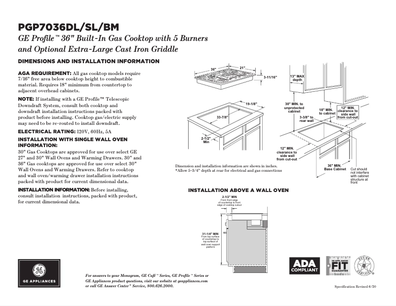 Imagen de la primera página del manual del dispositivo Profile PGP7036DLWW