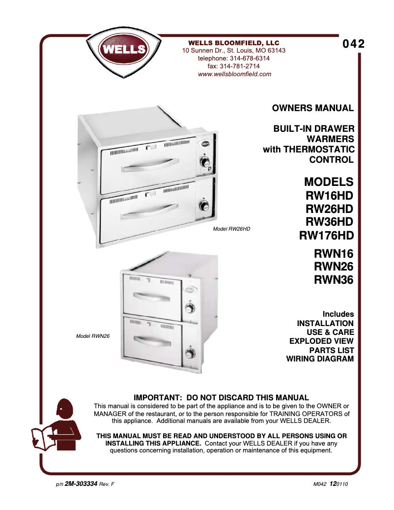 Page 1 de la notice Manuel utilisateur Wells RW26HD