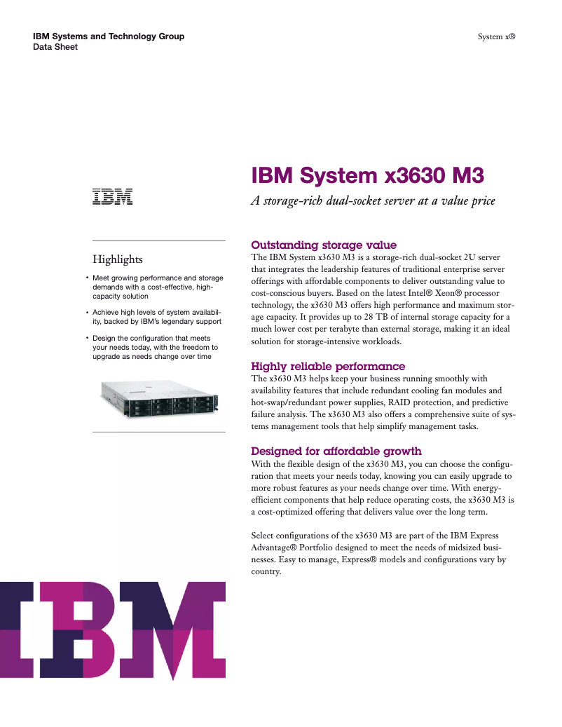 Page n°1 - Manuel utilisateur IBM eServer System x3630 M3