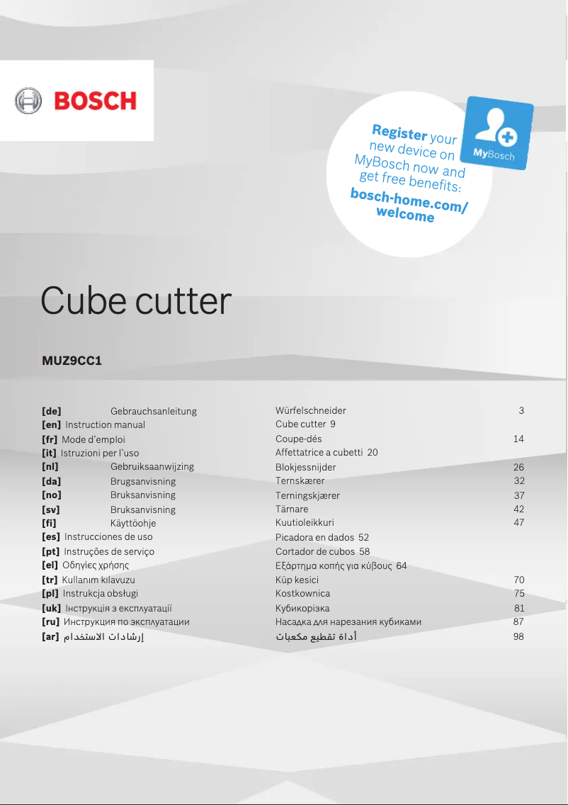 Page n°1 - Manuel utilisateur Bosch MUZ9CC1