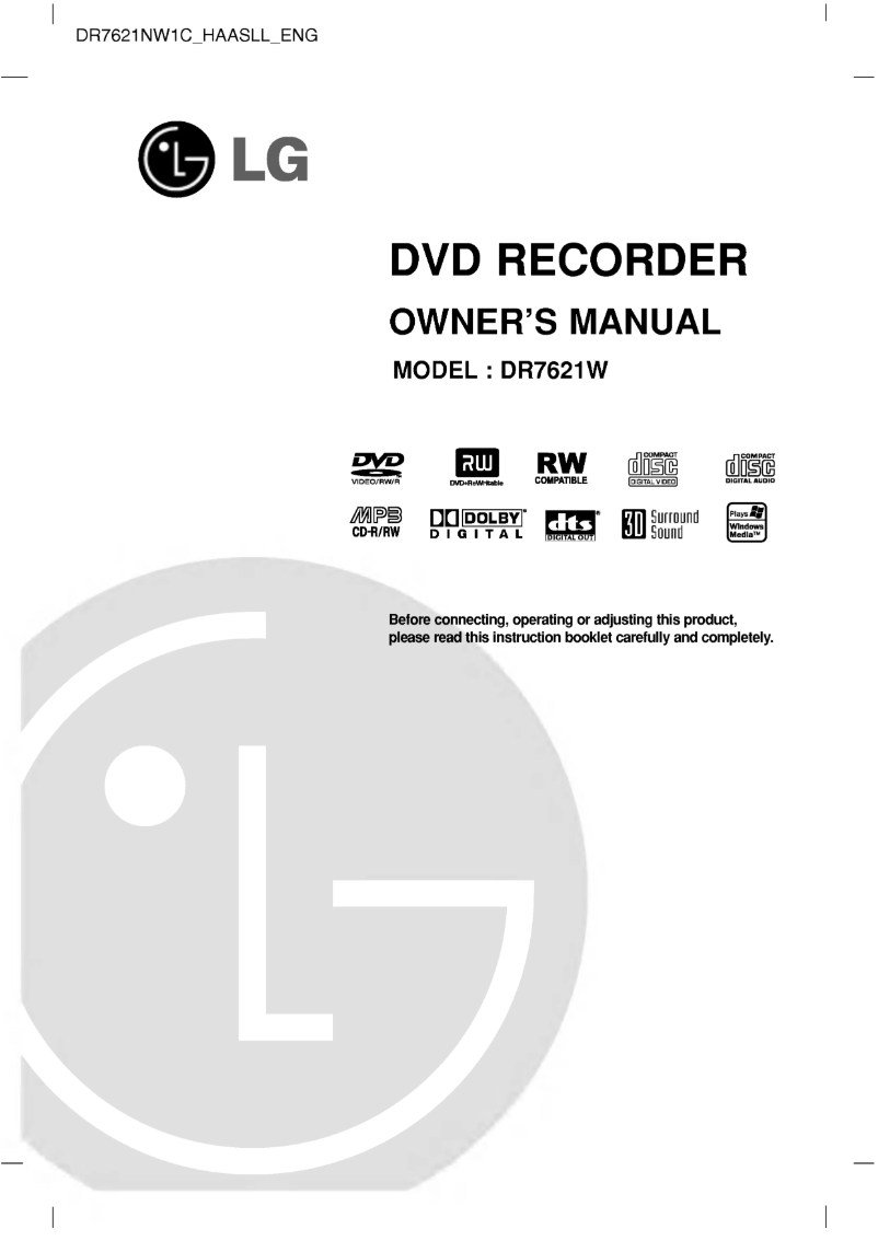 Page n°1 - Manuel utilisateur LG DR7621NW1C