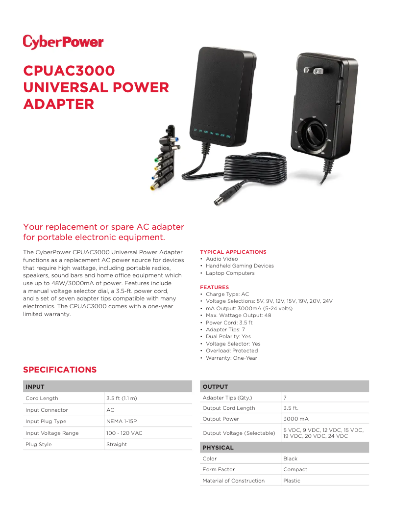 Page n°1 - Fiche technique CyberPower CPUAC3000