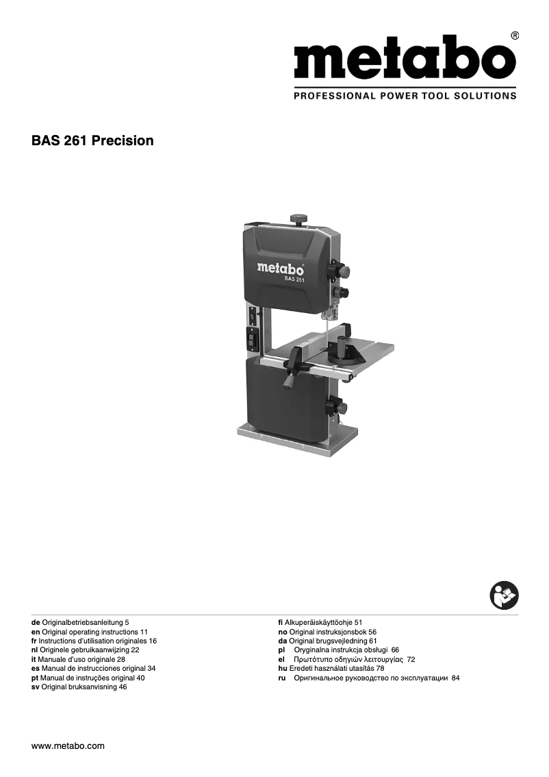 First page image of the manual for BAS 261 Precision