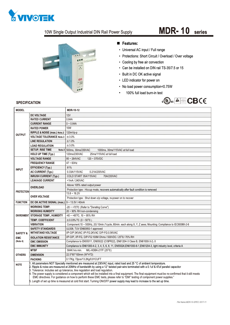 Page 1 de la notice Manuel utilisateur Vivotek MDR-10