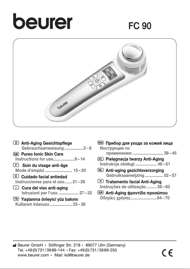Page 1 de la notice Mode d'emploi Beurer FC 90