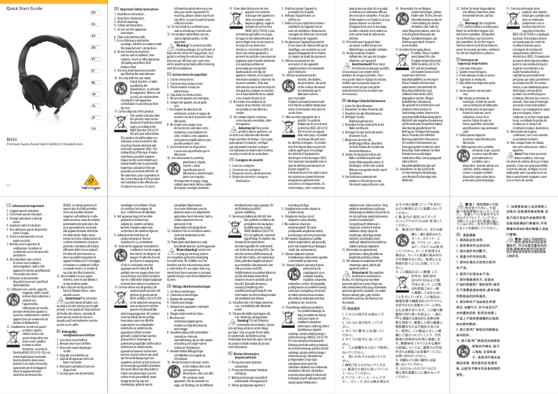 Page 1 de la notice Manuel utilisateur Behringer BH30