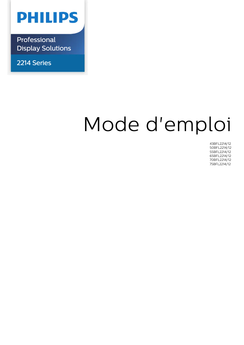Page n°1 - Manuel utilisateur Philips 50BFL2214