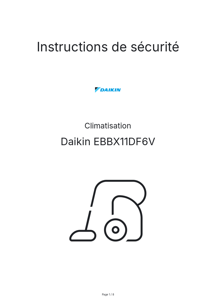 Image de la première page du manuel de l'appareil EBBX11DF6V