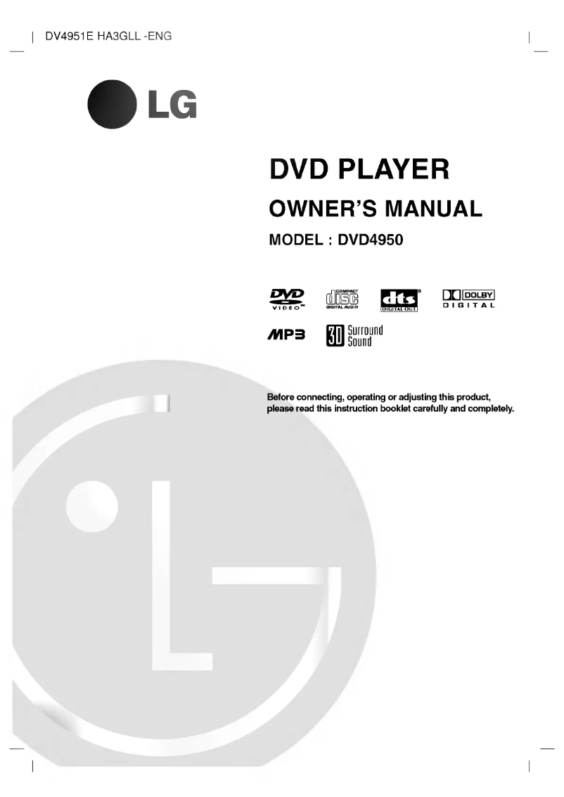 Page n°1 - Manuel utilisateur LG DVD4900