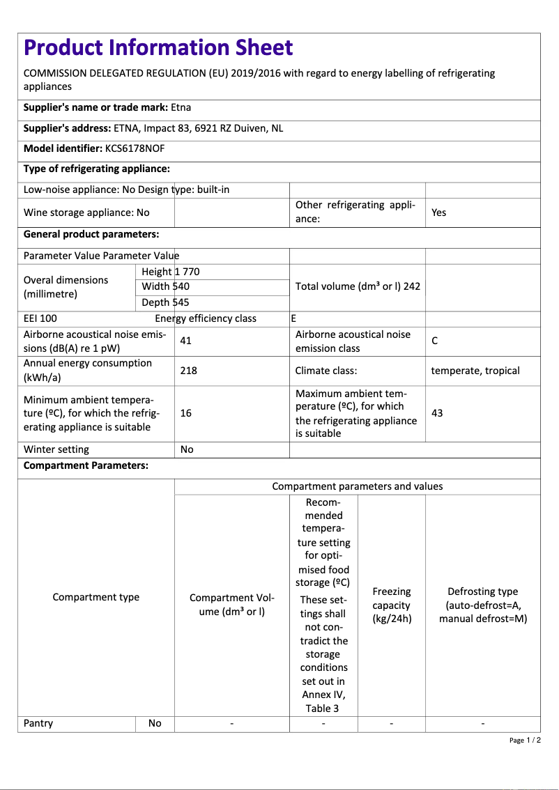 Image de la première page du manuel de l'appareil KCS6178NOF