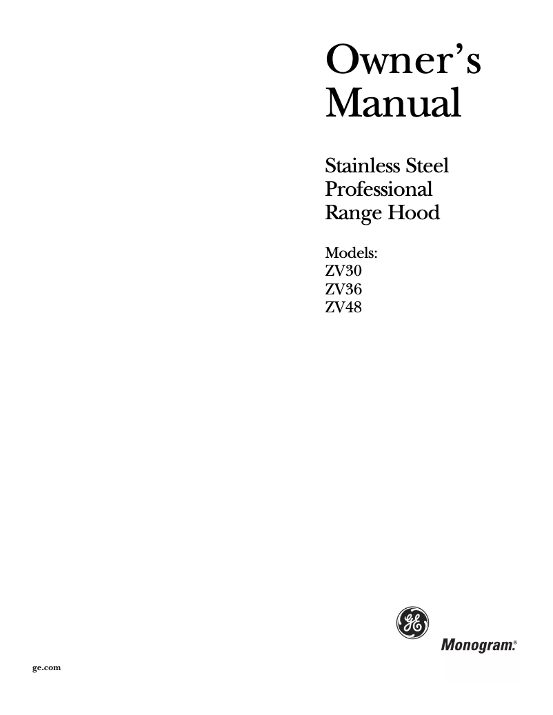 Image de la première page du manuel de l'appareil ZV36RSFSS