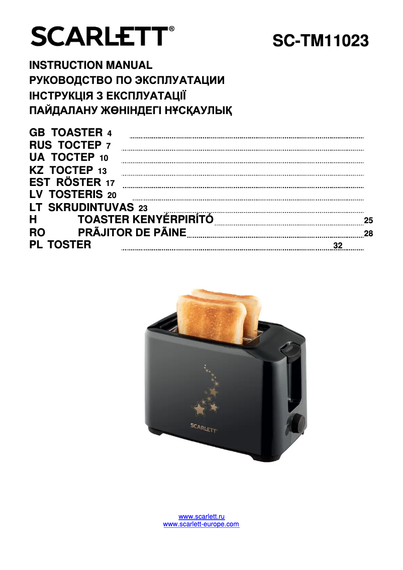 Page n°1 - Manuel utilisateur Scarlett SC-TM11023