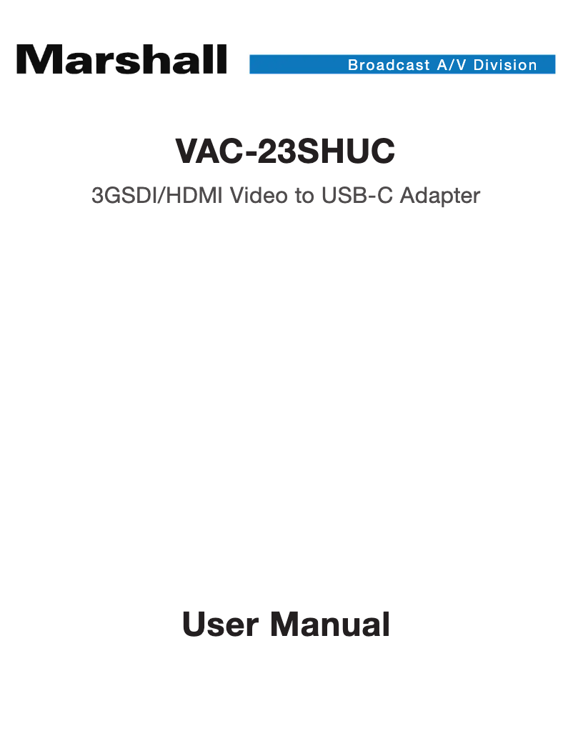 Page 1 de la notice Manuel utilisateur Marshall Electronics VAC-23SHUC