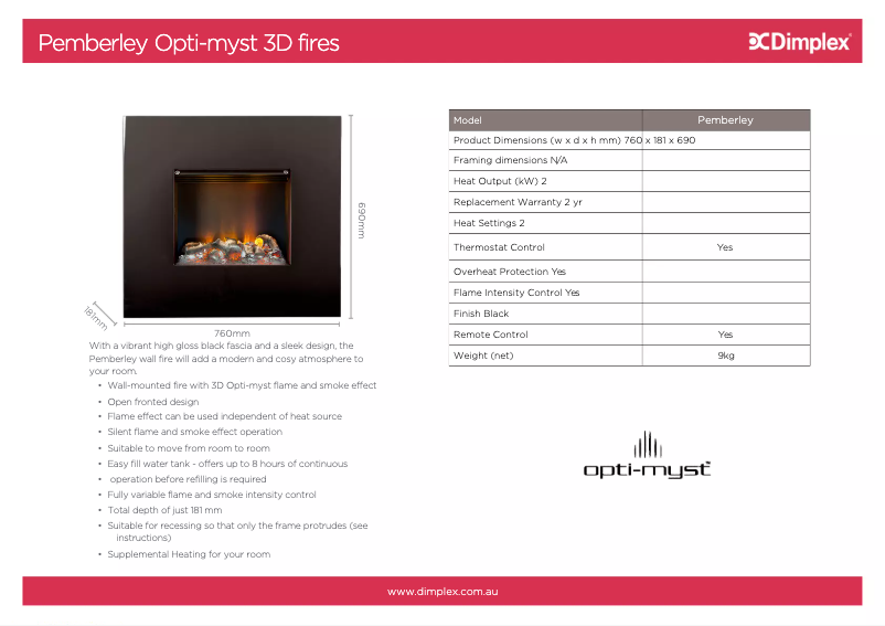 Image de la première page du manuel de l'appareil Opti-myst OMWFC20