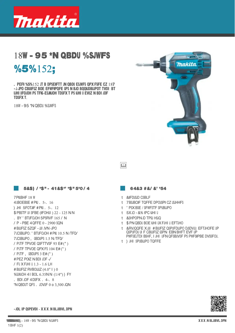Página 1 del manual Ficha técnica Makita DTD152Z