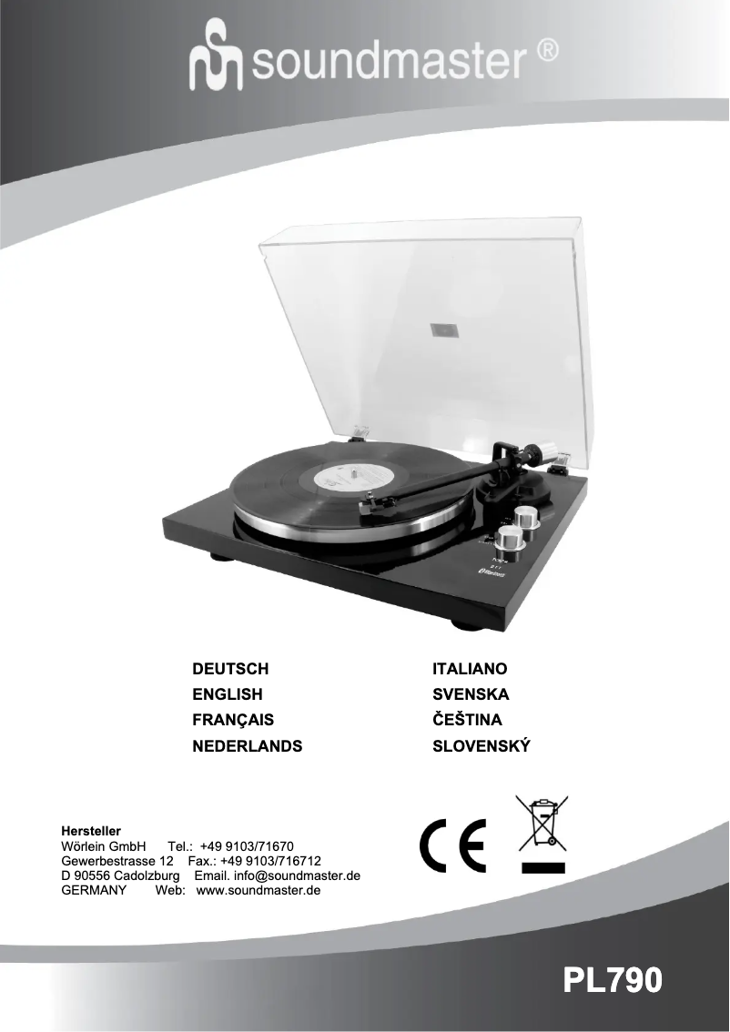 Page n°1 - Manuel utilisateur Soundmaster PL790