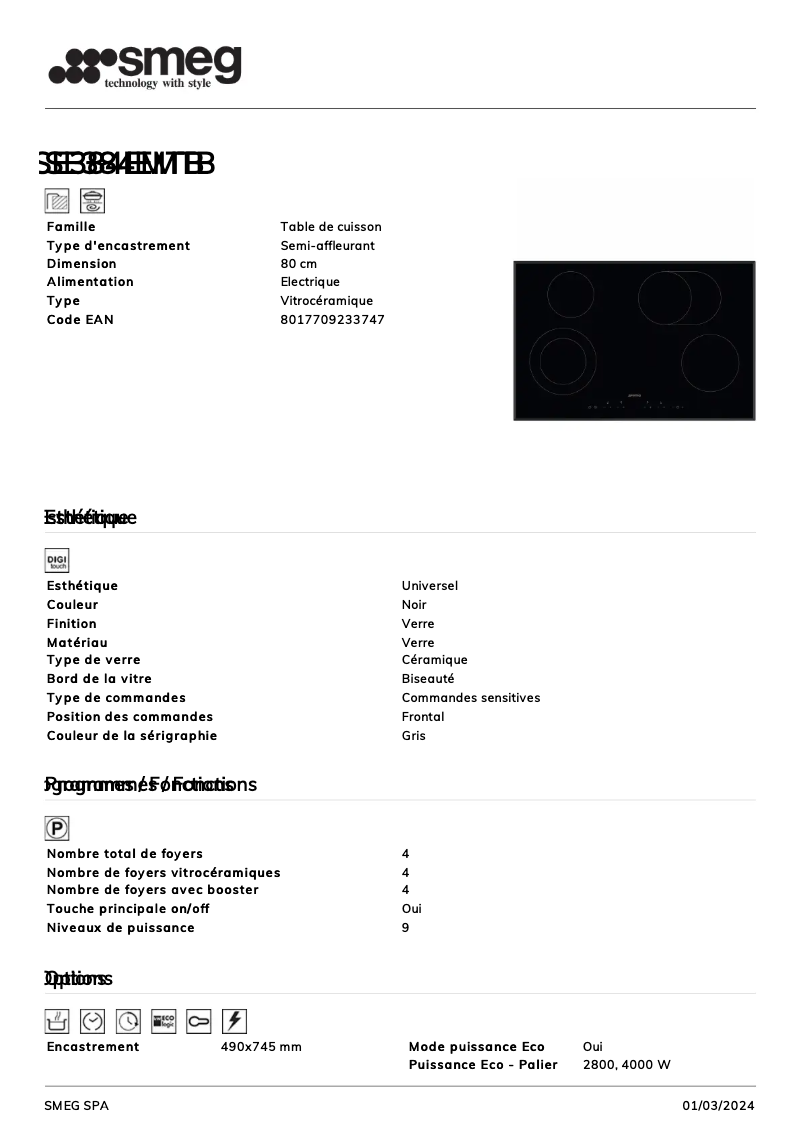 Image de la première page du manuel de l'appareil SE384EMTB