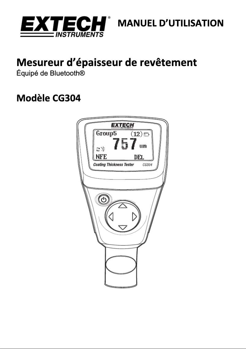 Page 1 de la notice Manuel utilisateur Extech CG104