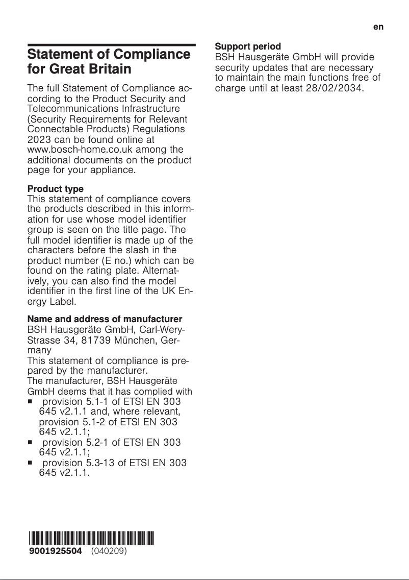Page n°1 - Label énergétique Bosch CTL7181B0