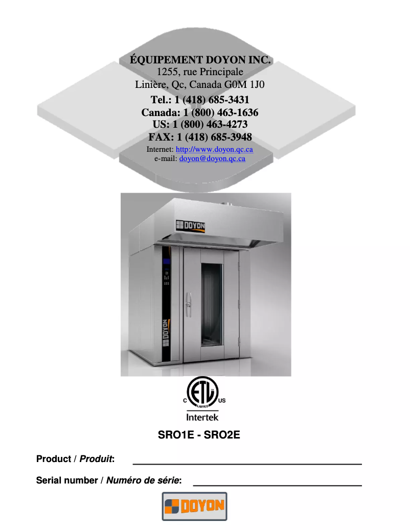 Image de la première page du manuel de l'appareil SRO2E