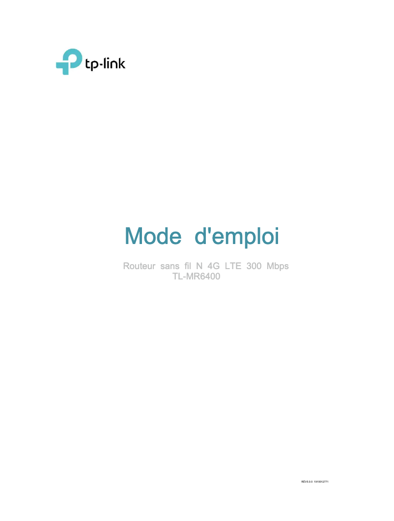 Page n°1 - Guide d'installation TP-Link TL-MR6400