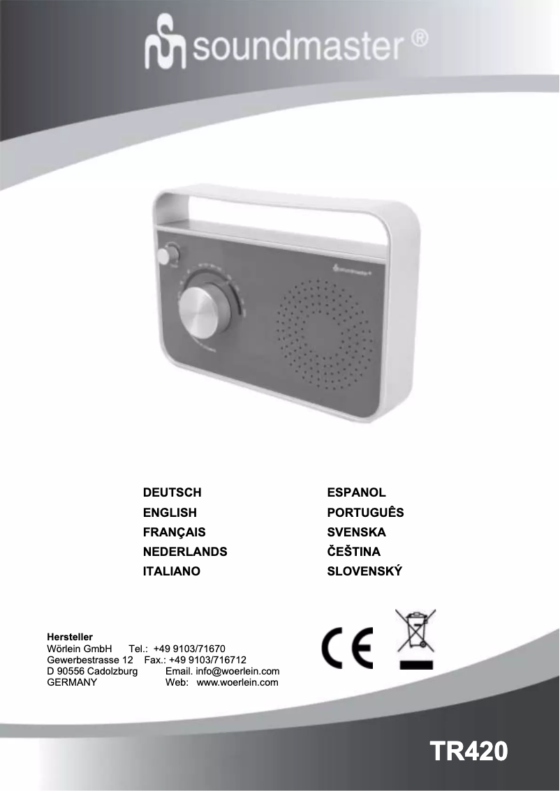 Page 1 de la notice Manuel utilisateur Soundmaster TR420WE