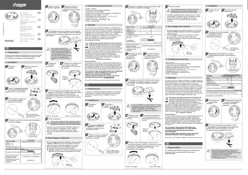 Page n°1 - Manuel utilisateur Hager RXA05X