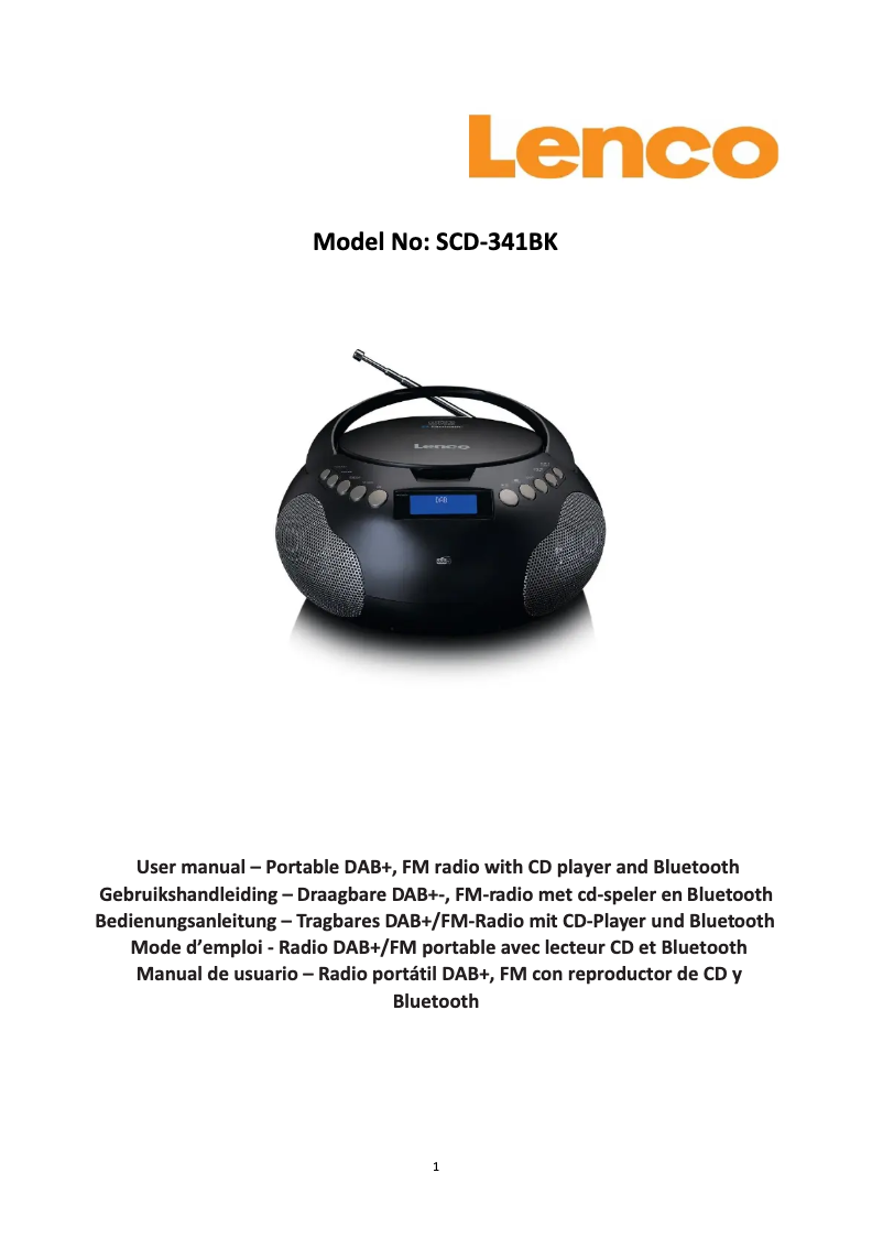 Page 1 de la notice Manuel utilisateur Lenco SCD-341