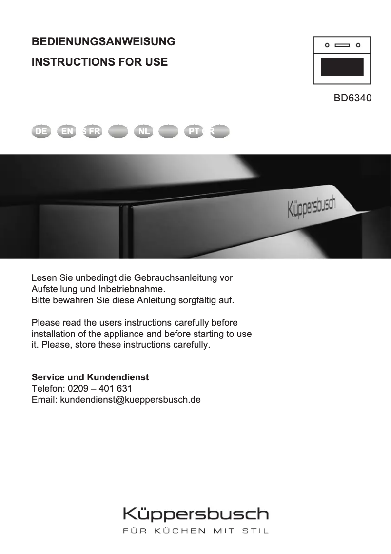 Page n°1 - Manuel utilisateur Küppersbusch BD6340.0S