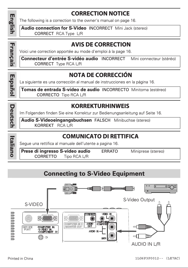 Page 1 de la notice Manuel utilisateur Sanyo PLC-XE32