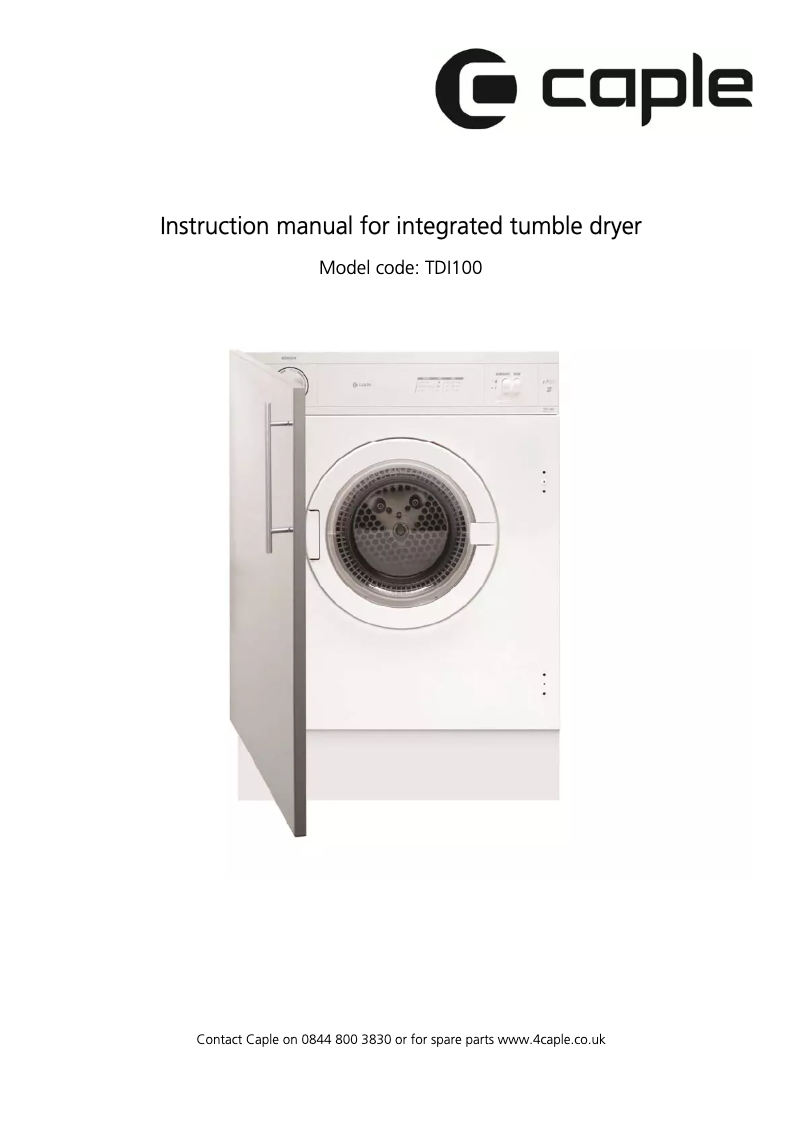 Page 1 of the manual User Manual Caple TDI100