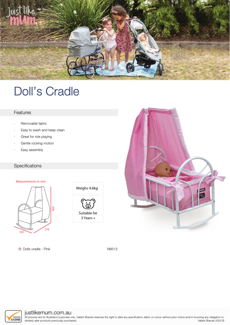 Page 1 de la notice Manuel utilisateur Valco Baby Doll's Cradle