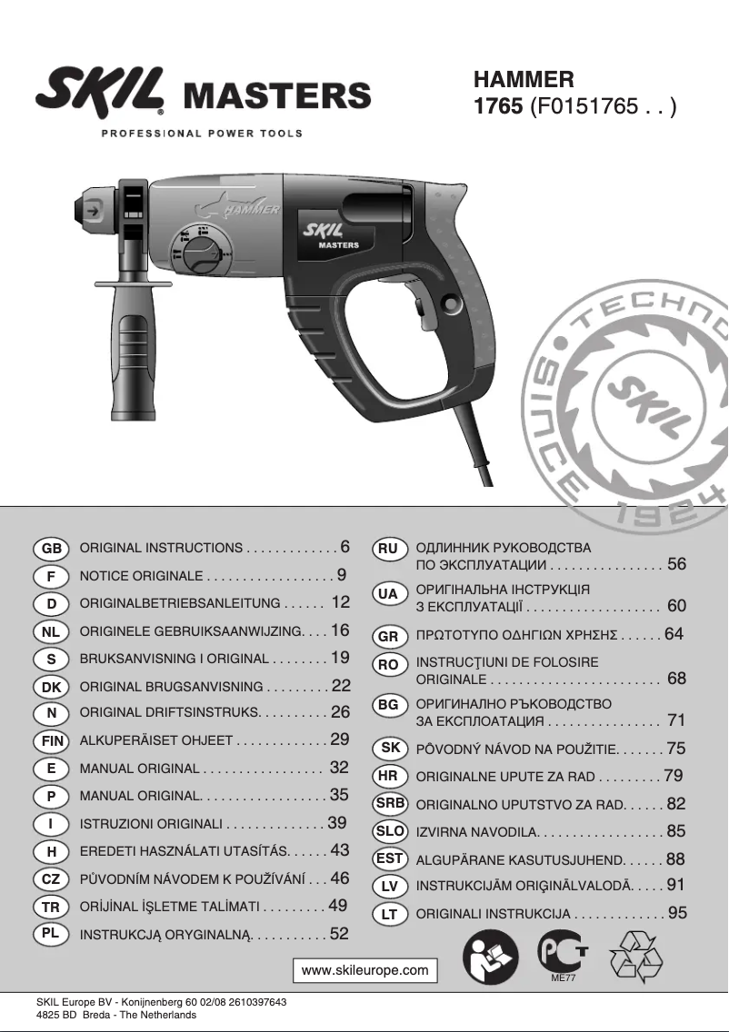 Page 1 de la notice Manuel utilisateur Skil 1765 MA