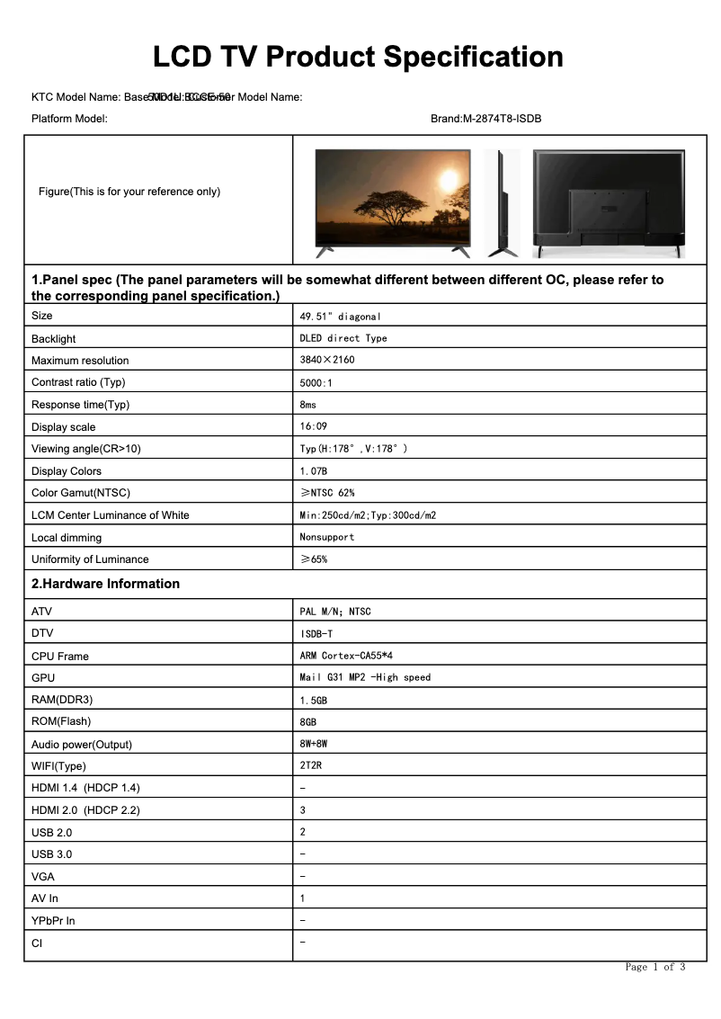 Página 1 del manual Ficha técnica Blaupunkt BLA50ULD02