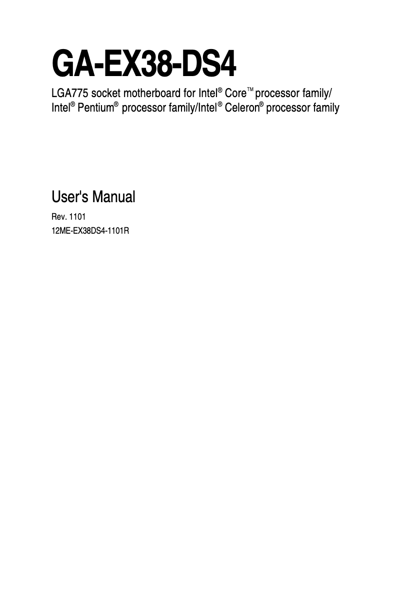 Página 1 del manual Manual de usuario Gigabyte GA-EX38-DS4
