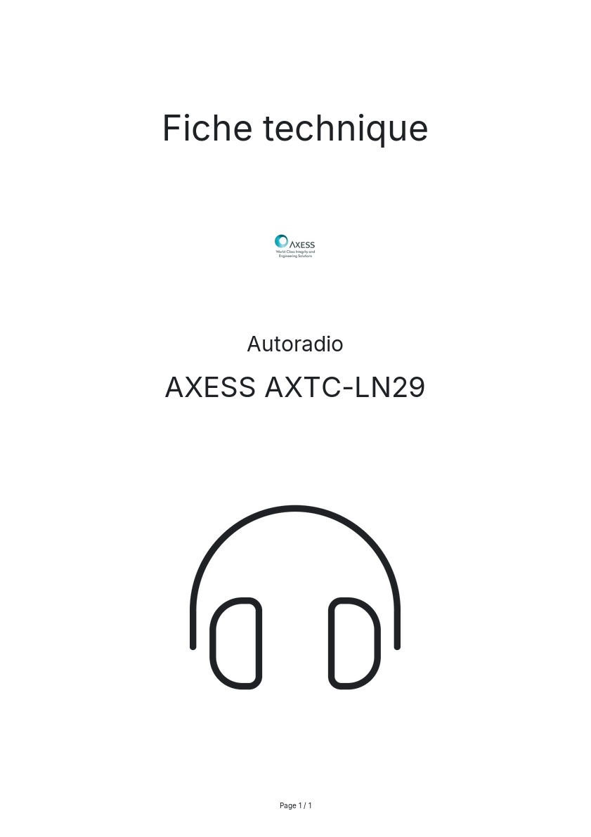 Page n°1 - Fiche technique AXESS AXTC-LN29