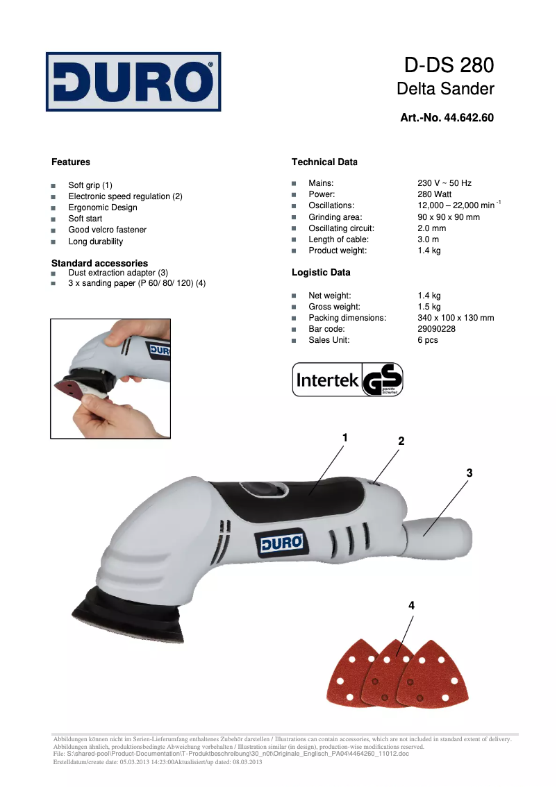 Imagen de la primera página del manual del dispositivo D-DS 280