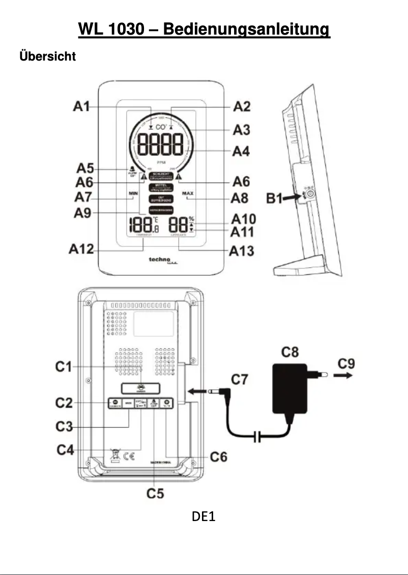 Page 1 de la notice Manuel utilisateur Techno Line WL 1030