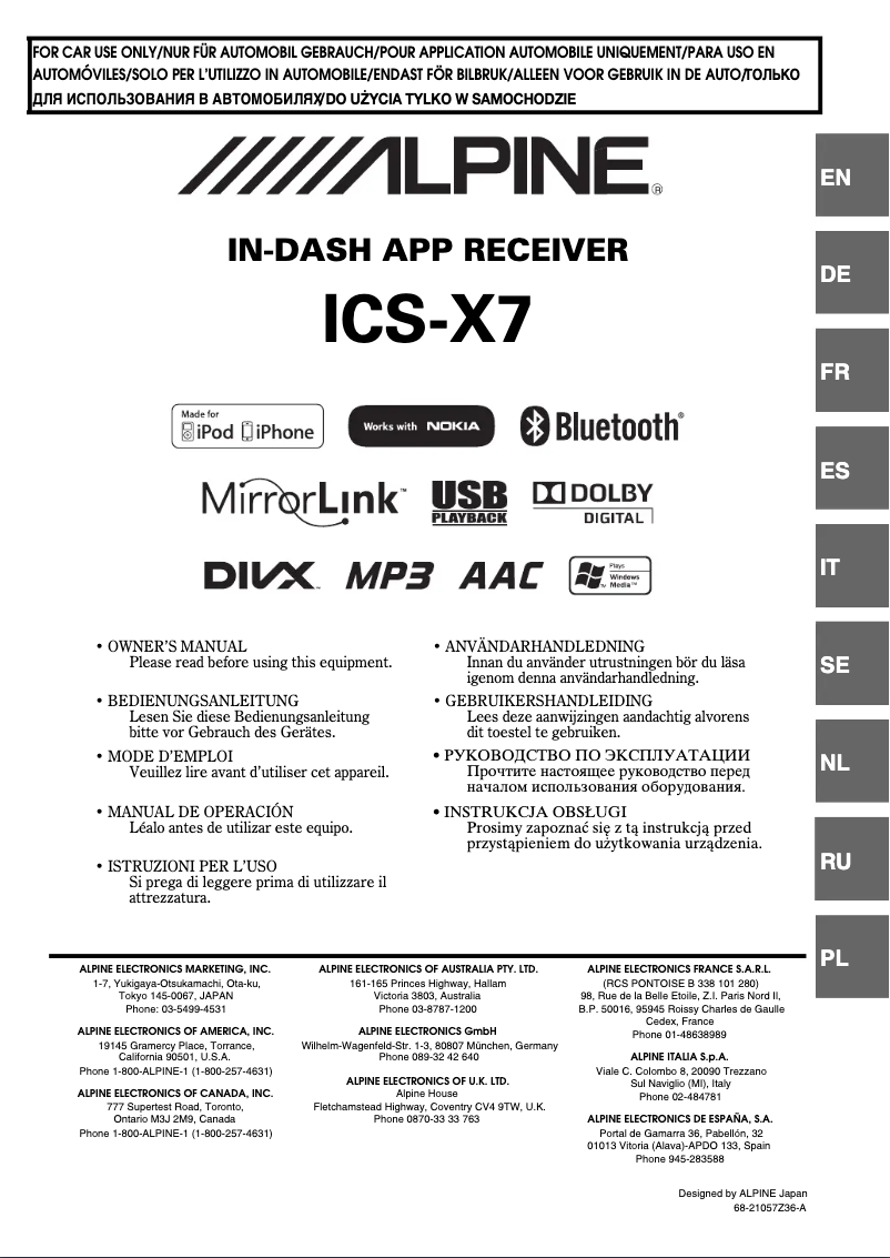 Image de la première page du manuel de l'appareil ICS-X7