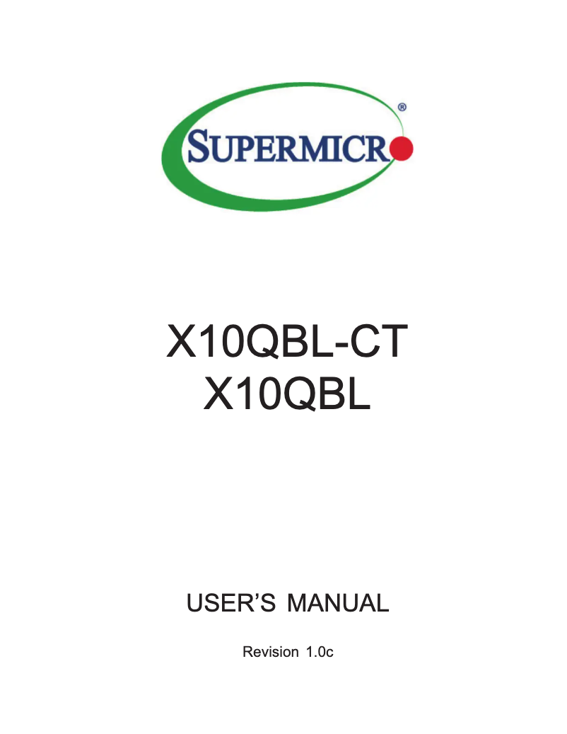 Page n°1 - Manuel utilisateur Supermicro X10QBL-CT