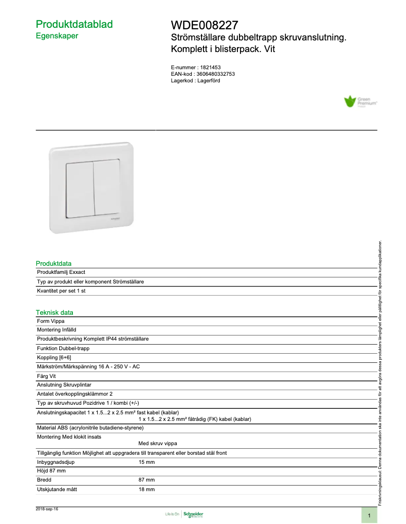 Image de la première page du manuel de l'appareil WDE008227