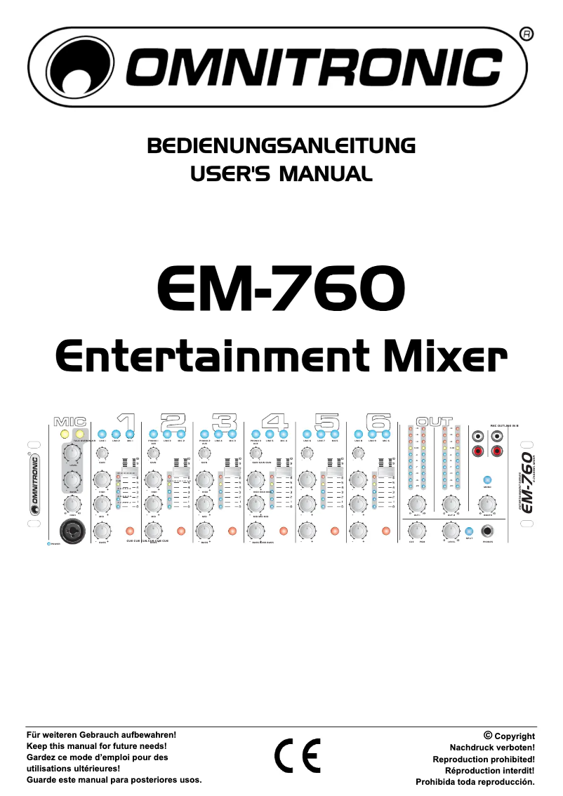 Page n°1 - Manuel utilisateur Omnitronic EM-760