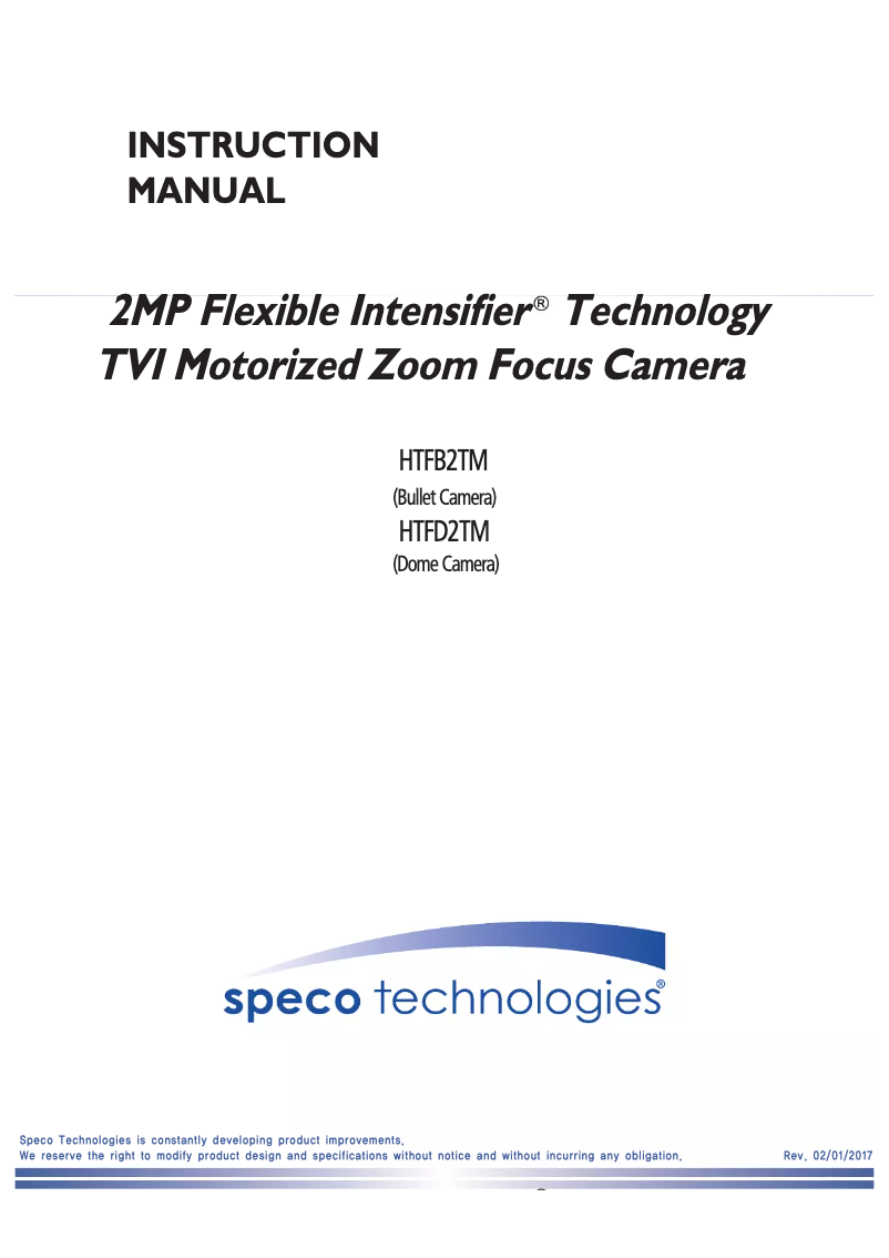 Image de la première page du manuel de l'appareil Intensifier HTFD2TM