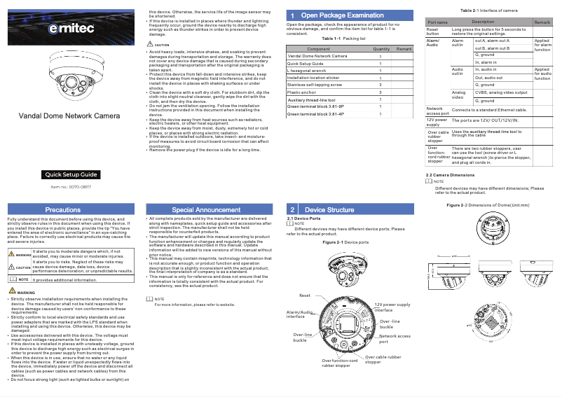Page n°1 - Manuel utilisateur Ernitec 0070-08117