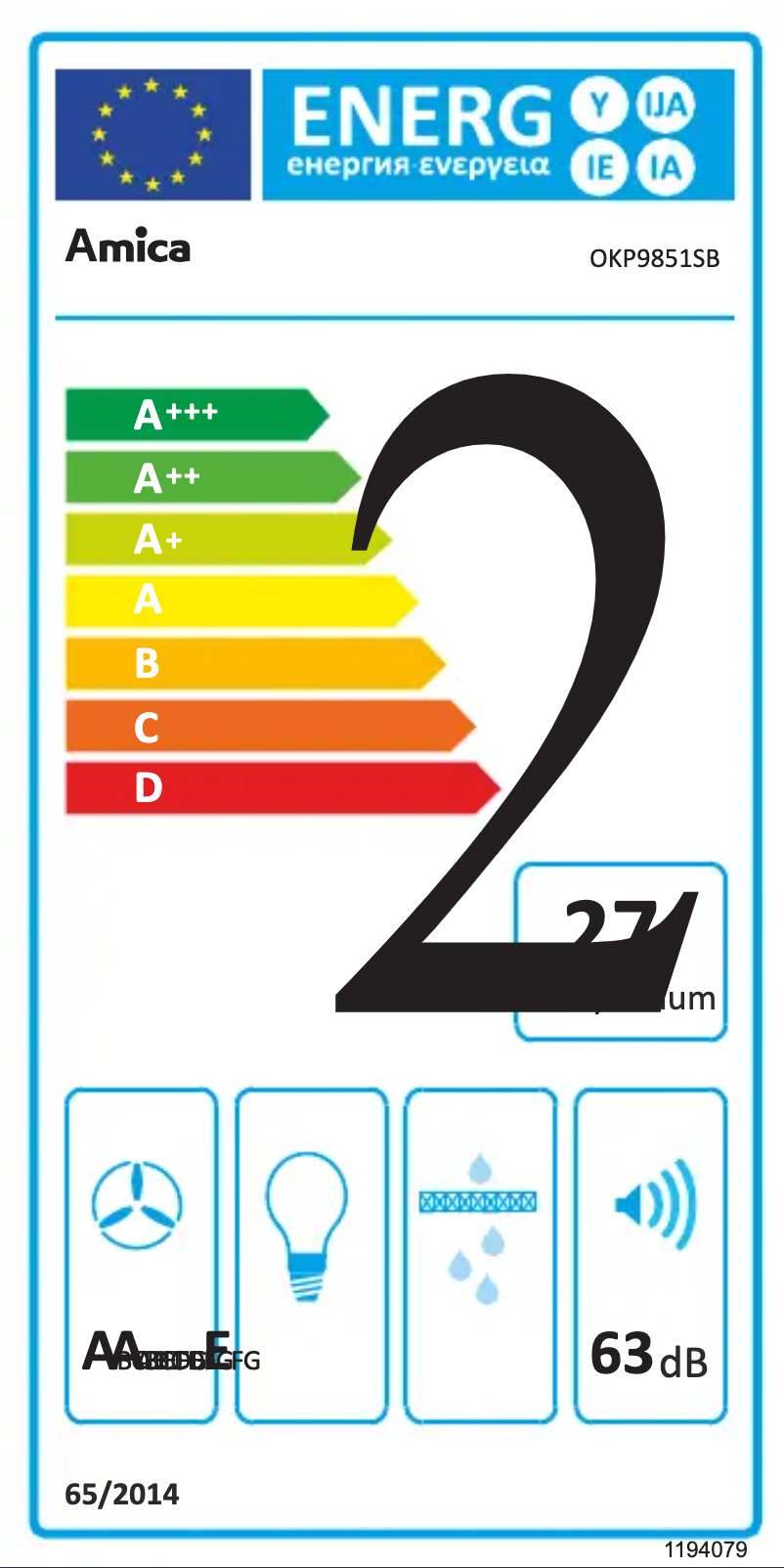 Page n°1 - Label énergétique Amica OKP9851SB