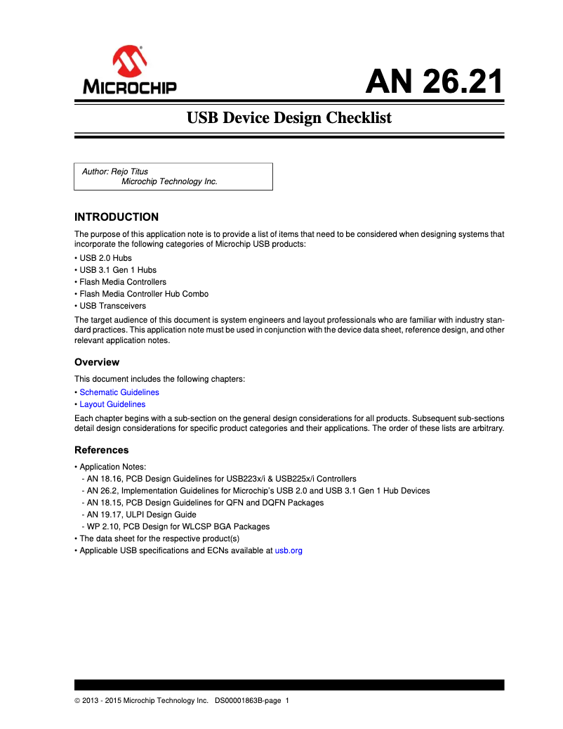 Page 1 de la notice Manuel utilisateur Microchip USB3330