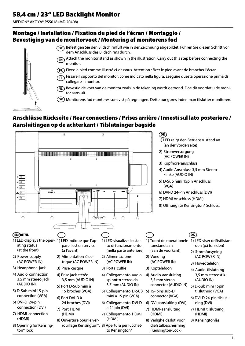 Page n°1 - Guide de démarrage rapide Medion Akoya P55018 (MD 20408)